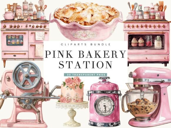 Elevating Brand Aesthetics: The Strategic Value of the Pink Bakery Station Clipart Bundle