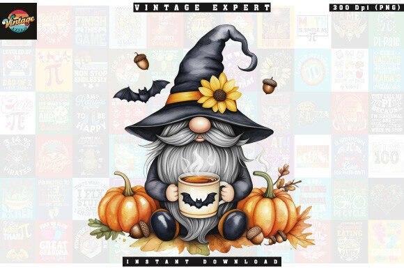 Elevating Seasonal Branding with the Cozy Fall Gnome Holding Halloween Mug Design