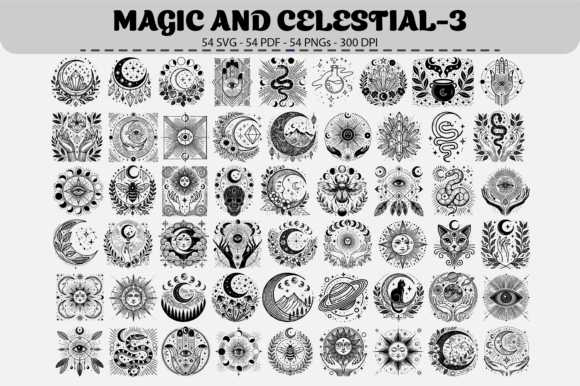 Evaluating the Magic and Celestial – 54 Designs Digital Asset Collection