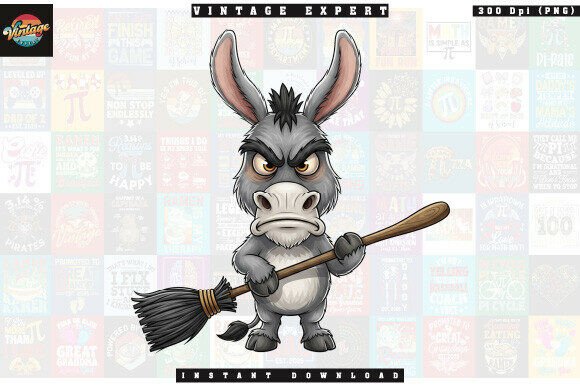 Integrating Grumpy Cranky Donkey with Broom Clipart into Your Creative Workflow