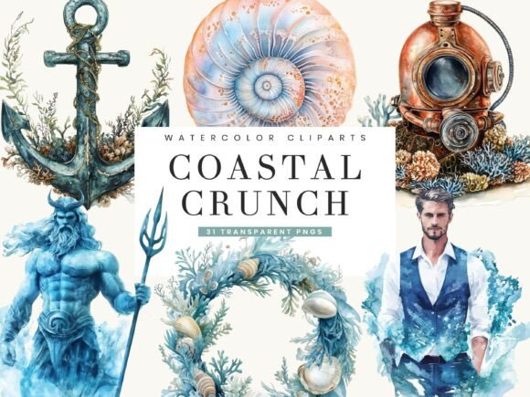 Integrating Watercolor Coastal Crunch Clipart into Your Creative Workflow