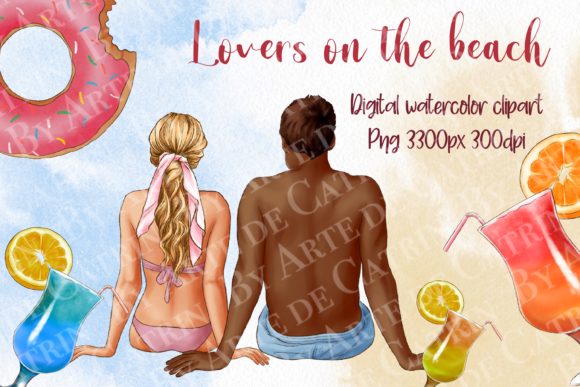 Lovers on the Beach, Couple in Love: Elevating Digital Design with Romantic Clipart