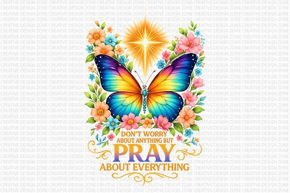 Pray About Everything PNG: A Vibrant Faith Design