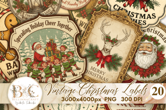 Reviving Nostalgia: How Vintage Christmas Labels PART 2 PNG Elevates Modern Digital Crafting