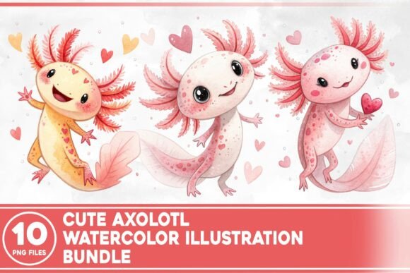 Strategic Branding with the Cute Axolotl Watercolor Bundle