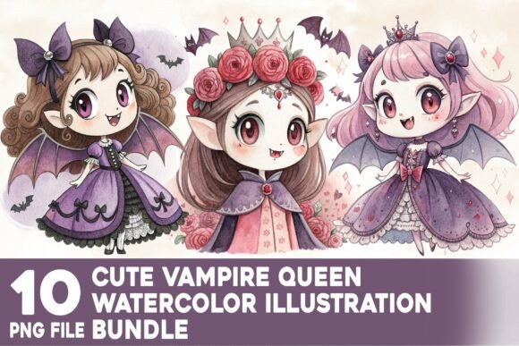 Unlocking Creative Potential with the Cute Vampire Queen Watercolor Bundle