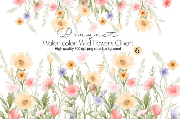 Watercolor Wild Flowers Clipart: Elevating Your Creative Projects with Hand-Painted Charm
